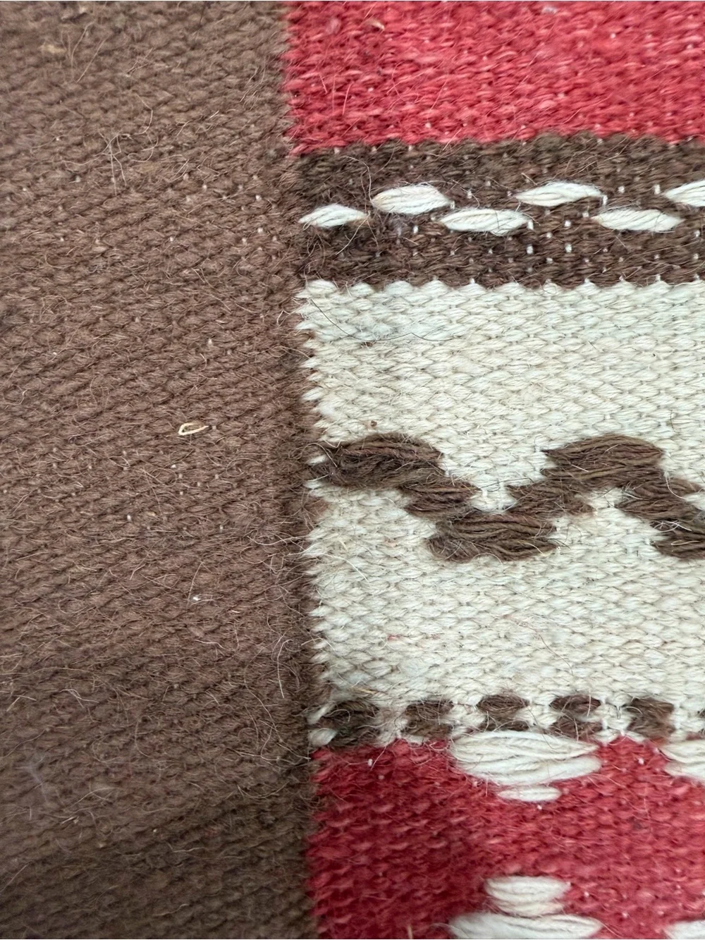 Vintage Romanian Folk Art Woven Wool Wall Hanging Tapestry MCM Kilim Girl 70s